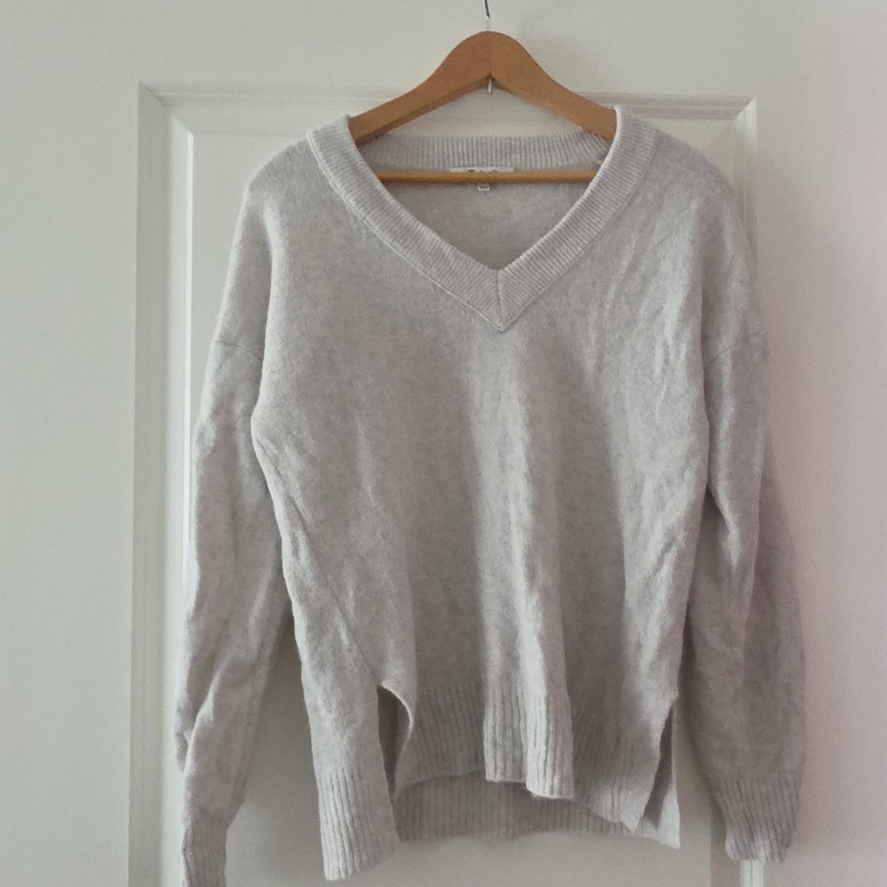 Madewell Wool Blend Vneck Sweater Womens S Gray Preppy Cottagecore Granola